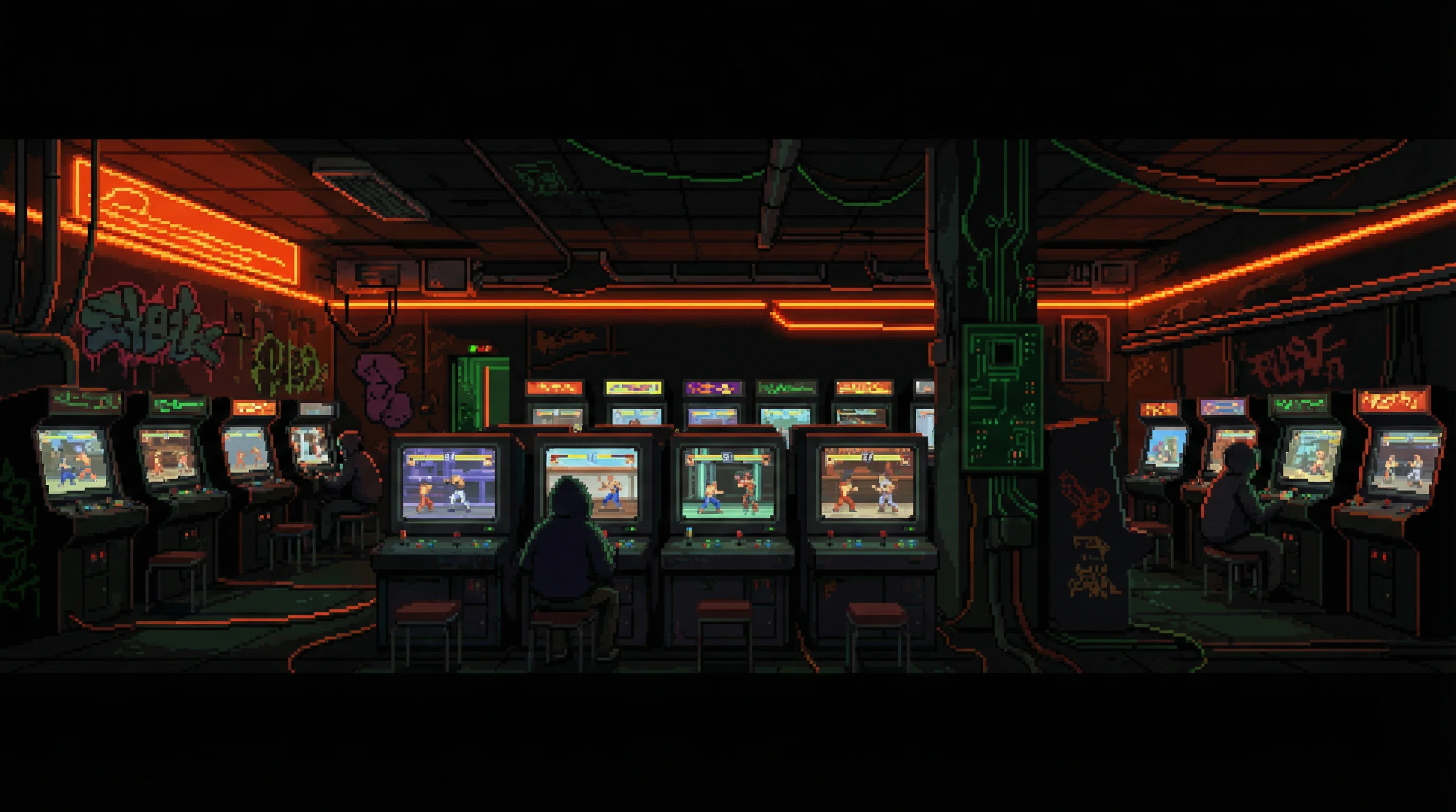像素艺术作品：赛博街机场景 - 金沙娱乐城 社区创作